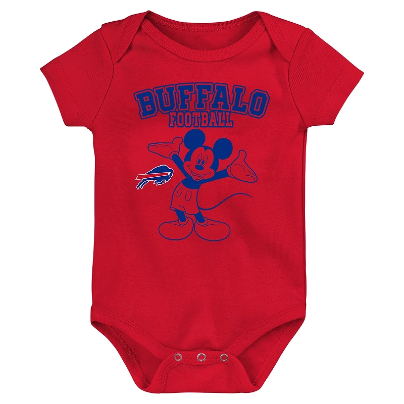 Ensemble body trois pièces Disney Game Time pour nouveau-né et nourrisson, royal/rouge/gris, Buffalo Bills