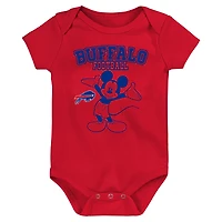 Ensemble body trois pièces Disney Game Time pour nouveau-né et nourrisson, royal/rouge/gris, Buffalo Bills