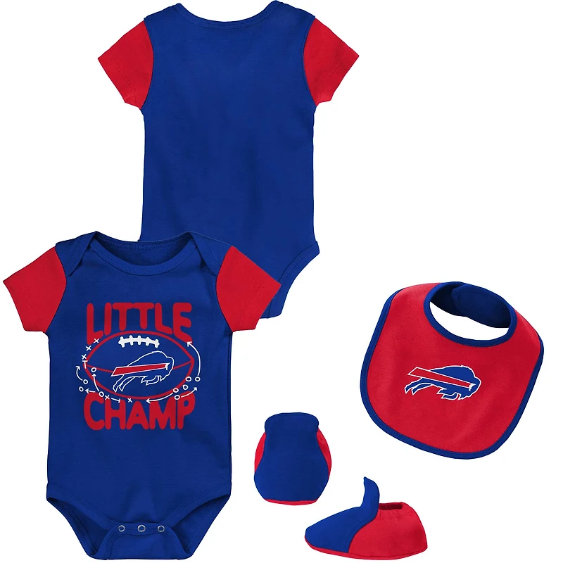 Ensemble body trois pièces bavoir et chaussons Little Champ pour nouveau-né nourrisson, Royal/rouge Buffalo Bills
