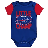 Ensemble body trois pièces bavoir et chaussons Little Champ pour nouveau-né nourrisson, Royal/rouge Buffalo Bills