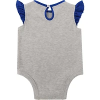Newborn Heather Gray/Royal Buffalo Bills All Dolled Up Three-Piece Bodysuit, Skirt & Booties Set