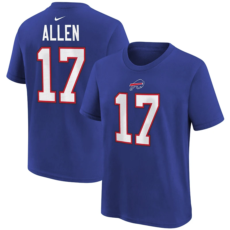 Preschool Nike Josh Allen Royal Buffalo Bills Player Name & Number T-Shirt