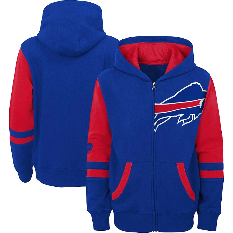 Sweat à capuche entièrement zippé blocs de couleurs Royal Buffalo Bills Stadium pour enfants d'âge préscolaire