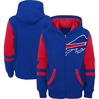 Sweat à capuche entièrement zippé blocs de couleurs Royal Buffalo Bills Stadium pour enfants d'âge préscolaire