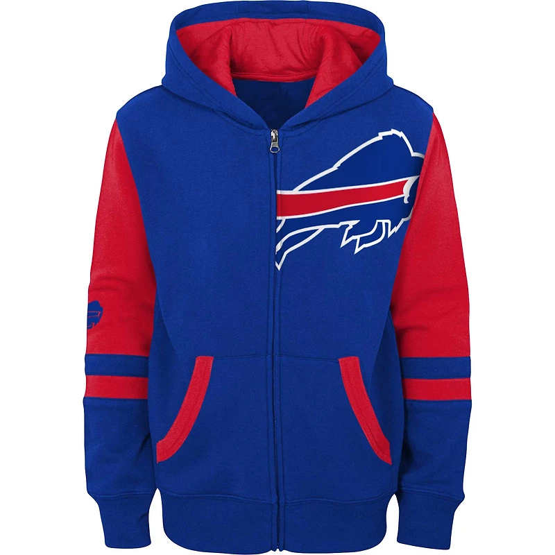 Sweat à capuche entièrement zippé blocs de couleurs Royal Buffalo Bills Stadium pour enfants d'âge préscolaire