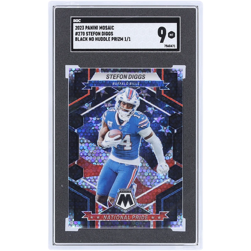 Stefon Diggs Buffalo Bills 2023 Panini Mosaic Black No Huddle Prizm #270 #1/1 SGC Authenticated 9 Card