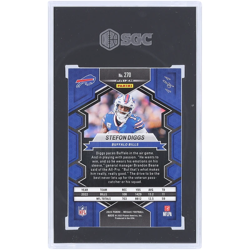 Stefon Diggs Buffalo Bills 2023 Panini Mosaic Black No Huddle Prizm #270 #1/1 SGC Authentifié 9 Cartes