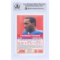 Thurman Thomas Buffalo Bills Autographed 1989 Score #211 Beckett Fanatics Witnessed Authenticated 9/10 Rookie Card