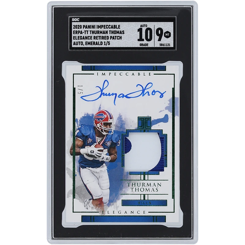 Thurman Thomas Buffalo Bills Autographed 2020 Panini Impeccable Dual-Color Relic #ERPA-TT #1/5 SGC Authenticated 9/10 Card