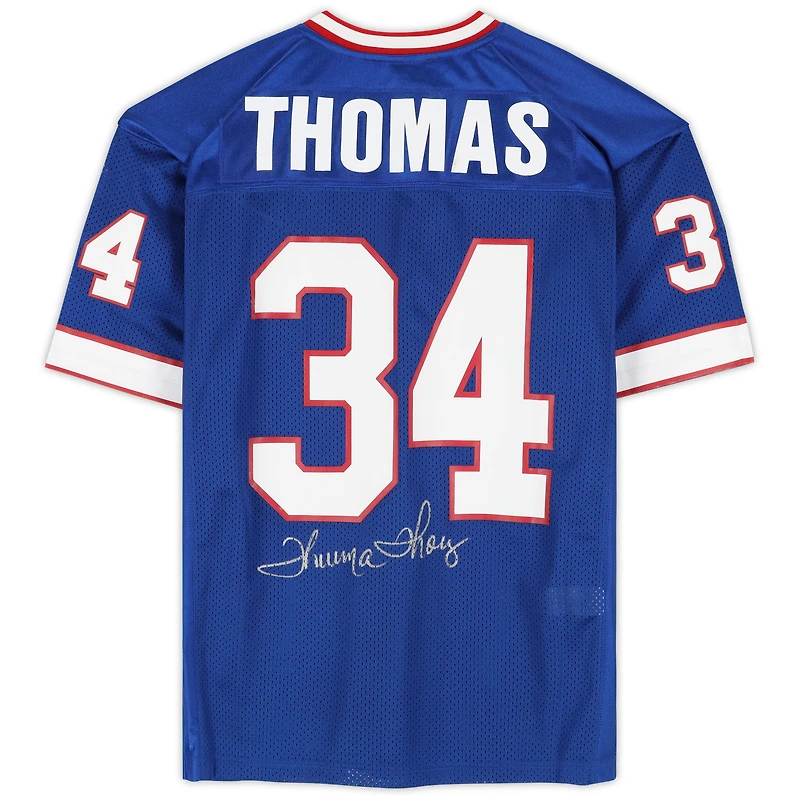 Maillot authentique bleu autographié Mitchell & Ness des Buffalo Bills de Thurman Thomas