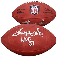 Ballon de football Wilson Duke en couleur, autographié par Thurman Thomas des Buffalo Bills, avec inscription « HOF 07 ».