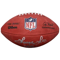 Ballon de football Wilson Duke en couleur, autographié par Thurman Thomas des Buffalo Bills, avec inscription « HOF 07 ».