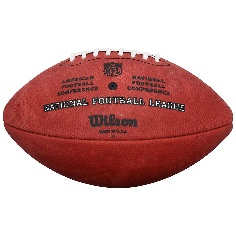 Ballon de football Wilson Duke en couleur, autographié par Thurman Thomas des Buffalo Bills, avec inscription « HOF 07 ».