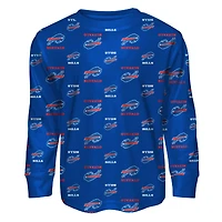 Ensemble de nuit pour tout-petits Outerstuff Royal Buffalo Bills, t-shirt à manches longues et pantalon imprimé intégral