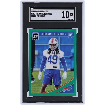 Tremaine Edmunds Buffalo Bills 2018 Panini Donruss Optic Green Prizm #107 #2/5 SGC Authenticated 10 Rookie Card