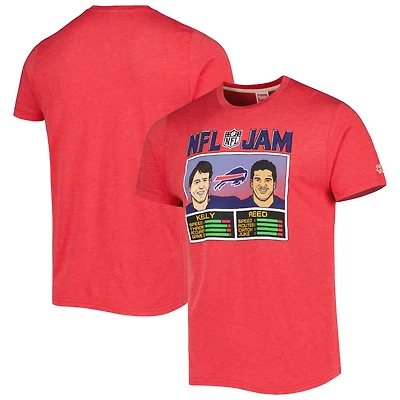 T-shirt unisexe hommage Andre Reed et Jim Kelly Heather Red Buffalo Bills NFL Jam Retired Tri-Blend