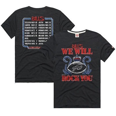 Unisex Homage Charcoal Buffalo Bills 2026 NFL Schedule Queen Tri-Blend T-Shirt