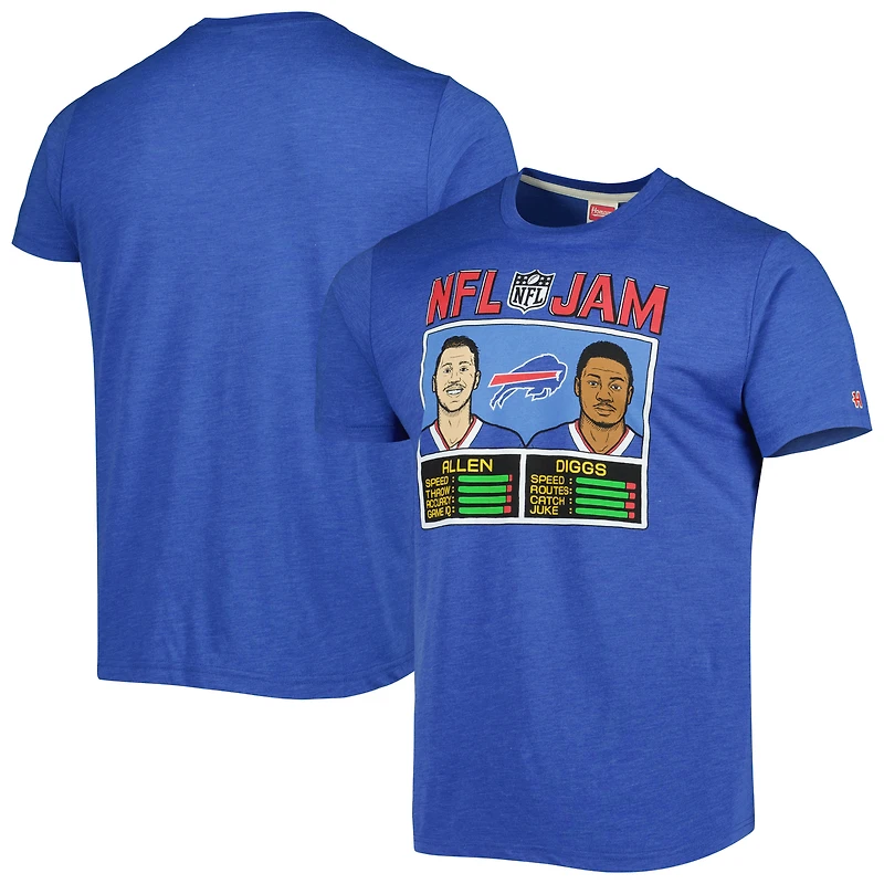 Unisex Homage Josh Allen & Stefon Diggs Heather Royal Buffalo Bills NFL Jam Tri-Blend T-Shirt