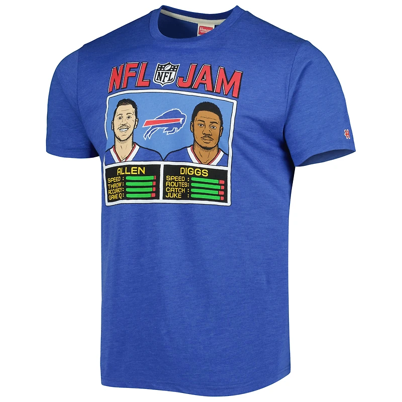 Unisex Homage Josh Allen & Stefon Diggs Heather Royal Buffalo Bills NFL Jam Tri-Blend T-Shirt