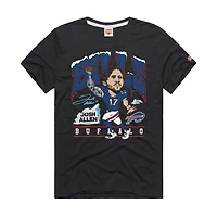 Unisex Homage Josh Allen Charcoal Buffalo Bills Caricature Player Graphic Tri-Blend T-Shirt