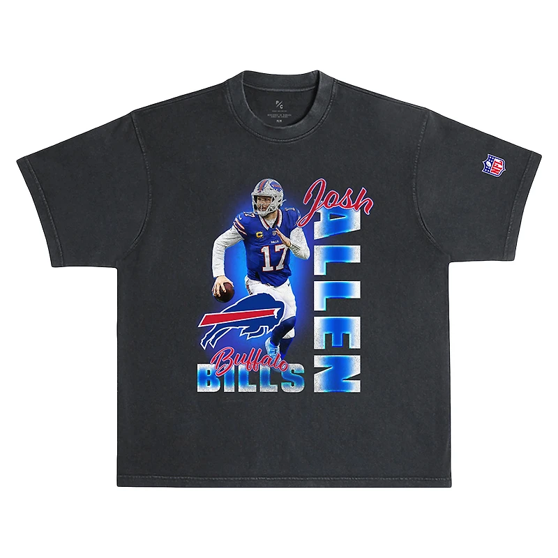 Unisex Peace Collective Josh Allen Black Buffalo Bills Heavyweight Garment Dyed Player T-Shirt