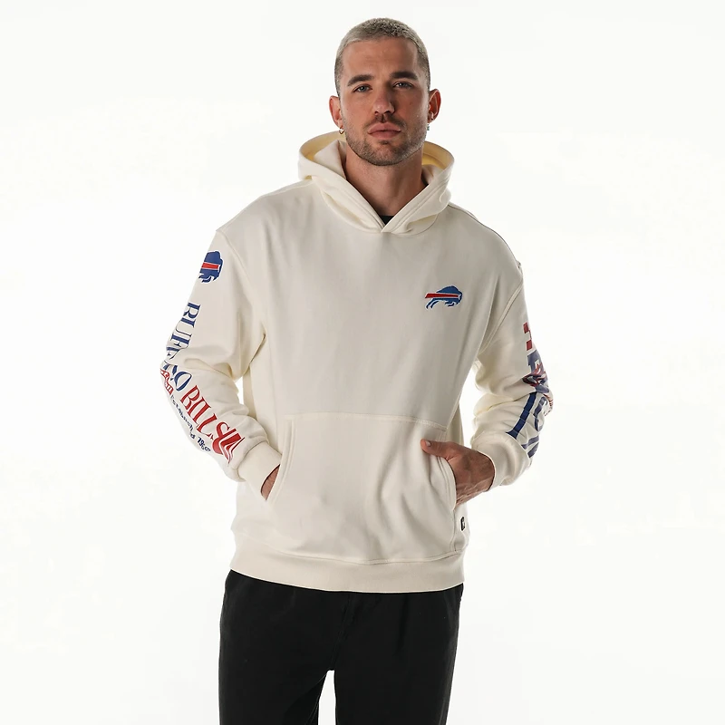 Sweat à capuche unisexe en polaire manches graphiques empilées Buffalo Bills crème The Wild Collective