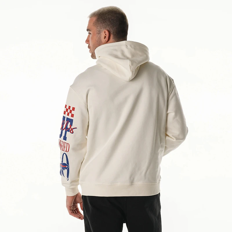Sweat à capuche unisexe en polaire manches graphiques empilées Buffalo Bills crème The Wild Collective