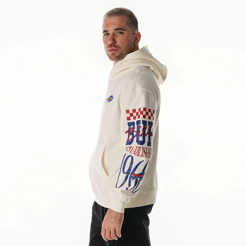 Unisex The Wild Collective Cream Buffalo Bills Stacked Graphic Sleeve Fleece Hoodie