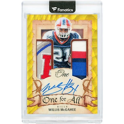 Willis McGahee Buffalo Bills Autographed 2023 Panini One Gold Wave One For All Dual Multi-Color Jersey Relics #346 #1/15 Card
