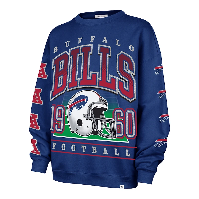 Women's '47  Royal Buffalo Bills Go Big Oversized Pullover Sweatshirt