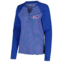 T-shirt Henley à manches longues gaufré Maverick Antigua Royal Buffalo Bills pour femme
