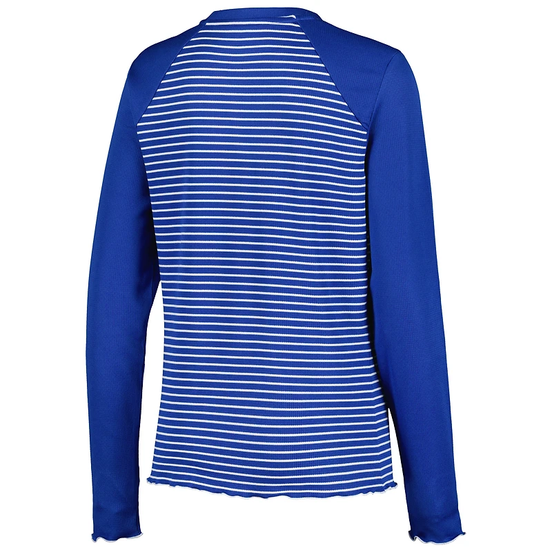T-shirt Henley à manches longues gaufré Maverick Antigua Royal Buffalo Bills pour femme