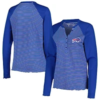 T-shirt Henley à manches longues gaufré Maverick Antigua Royal Buffalo Bills pour femme
