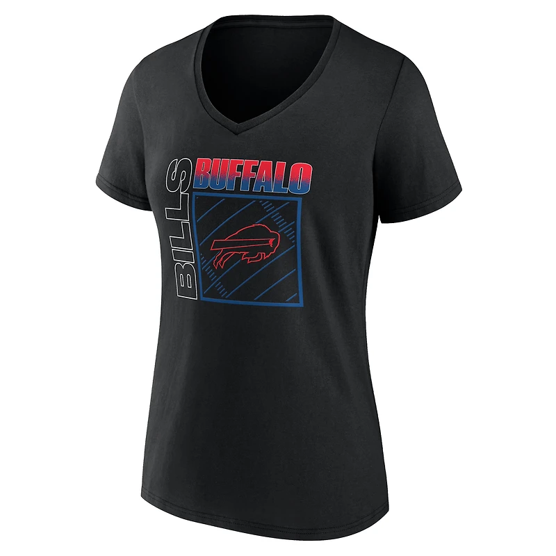 Women's Black Buffalo Bills Home Field Pop Personalized Name & Number V-Neck T-Shirt