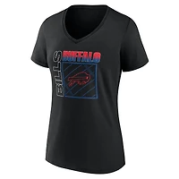 Women's Black Buffalo Bills Home Field Pop Personalized Name & Number V-Neck T-Shirt
