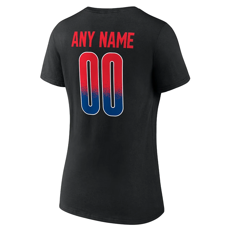 Women's Black Buffalo Bills Home Field Pop Personalized Name & Number V-Neck T-Shirt