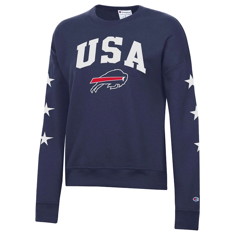 Women's Champion Navy Buffalo Bills Star Spangled Sweatshirt