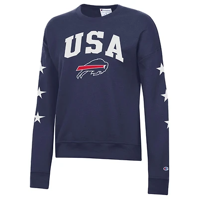 Women's Champion Navy Buffalo Bills Star Spangled Sweatshirt