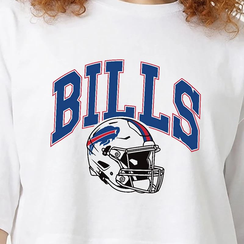 Women's Champion White Buffalo Bills Boyfriend Cropped T-Shirt