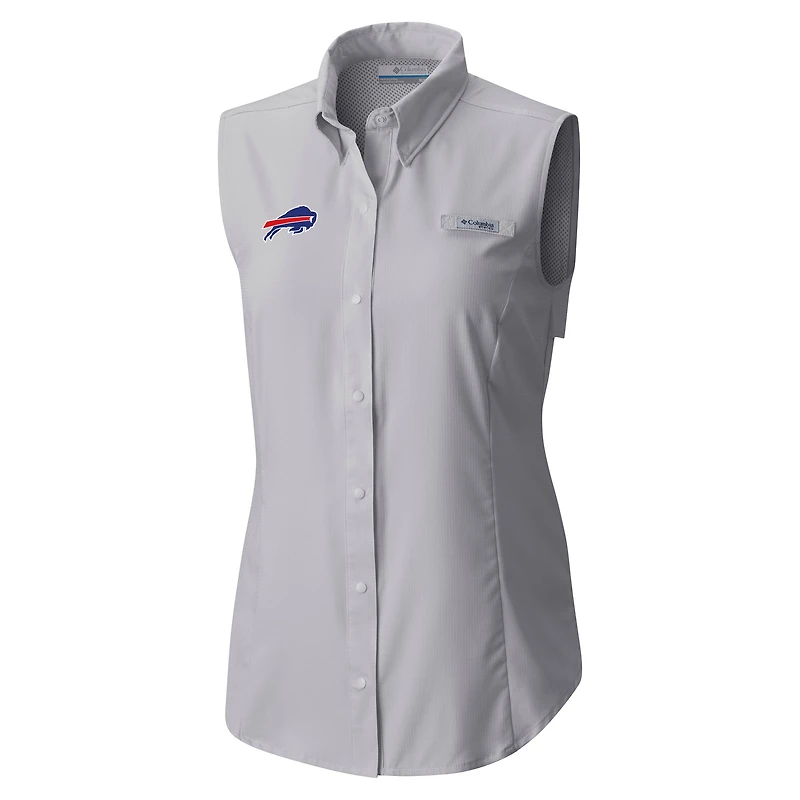 Chemise boutonnée sans manches Columbia grise Buffalo Bills PFG Tamiami Omni-Shade pour femme