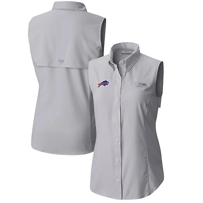 Chemise boutonnée sans manches Columbia grise Buffalo Bills PFG Tamiami Omni-Shade pour femme
