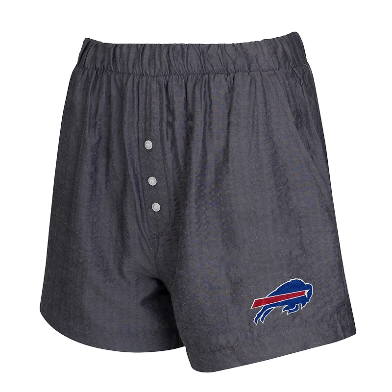 Women's Concepts Sport  Charcoal Buffalo Bills Two-Pack Stripes and Solids Boxer Shorts Set