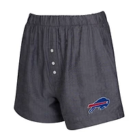 Women's Concepts Sport  Charcoal Buffalo Bills Two-Pack Stripes and Solids Boxer Shorts Set