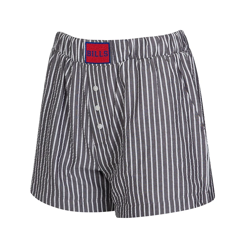 Ensemble de deux boxers à rayures et imprimés unis pour femme Concepts Sport Charcoal Buffalo Bills