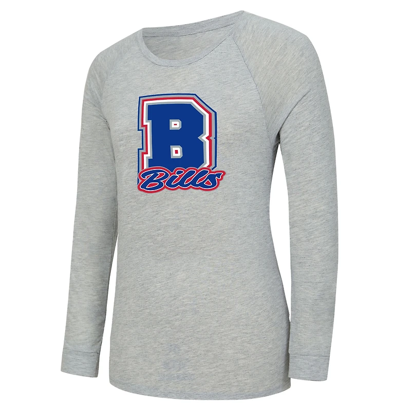 Women's Concepts Sport  Heather Gray/Royal Buffalo Bills Regulate Plaid Long-Sleeve T-Shirt & Shorts Sleep Set