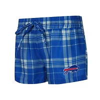 Women's Concepts Sport  Heather Gray/Royal Buffalo Bills Regulate Plaid Long-Sleeve T-Shirt & Shorts Sleep Set