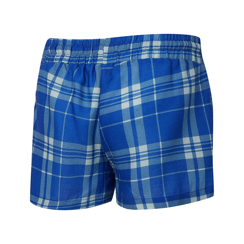 Women's Concepts Sport Heather Gray/Royal Buffalo Bills Regulate Plaid Long-Sleeve T-Shirt & Shorts Sleep Set