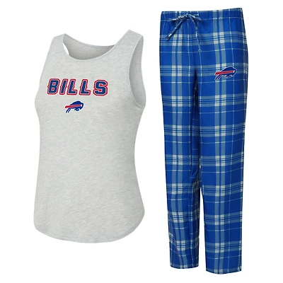 Women's Concepts Sport  Heather Gray/Royal Buffalo Bills Regulate Plaid Tank Top & Pants Sleep Set