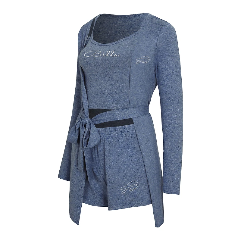 Women's Concepts Sport  Heather Royal Buffalo Bills Rigor Tank, Short & Robe Set