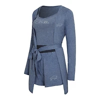 Women's Concepts Sport  Heather Royal Buffalo Bills Rigor Tank, Short & Robe Set